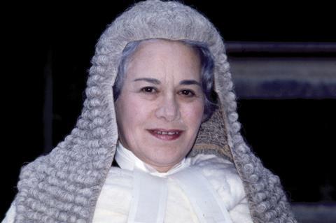A photograph of Dame Rose Heilbron in her judicial robes.