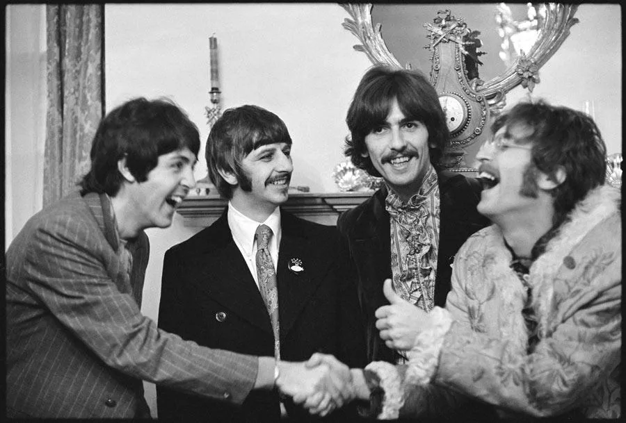 The Beatles in their colourful Sgt. Pepper's Lonely Hearts Club Band outfits.